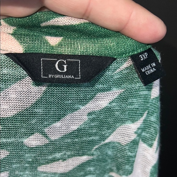 G By Giuliana Pink Leaf Print Cardigan - Picture 3 of 4